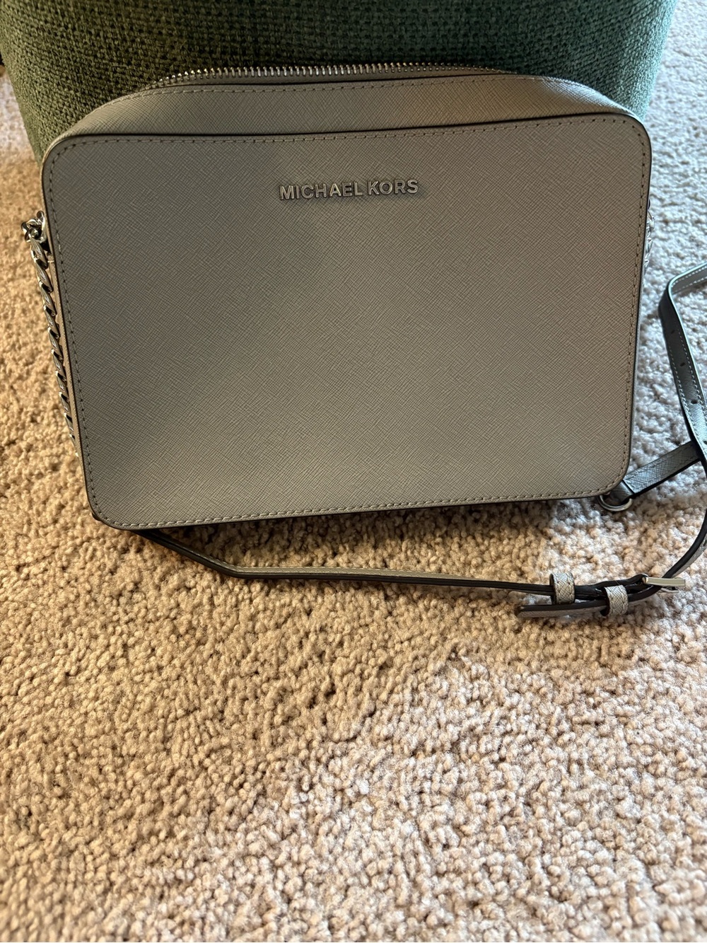 Michael Kors Gray Saffiano Crossbody Bag